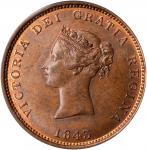CANADA. New Brunswick. Copper Penny Token, 1843. London Mint. Victoria. PCGS MS-65+ Brown Gold Shiel