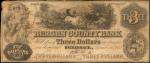 Hackensack, New Jersey. Bergen County Bank. 1855. $3. Fine.