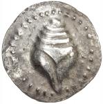 HAMSAVATI: Anonymous, late 5th or early 6th century, AR tanka (10.03g), Mahlo-15a, conch shell // sr