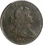 1797 Draped Bust Cent. S-130. Rarity-2. Reverse of 1797, Stems to Wreath. EF-45 (PCGS). CAC.