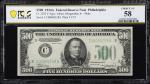 Fr. 2202-C. 1934A $500 Federal Reserve Note. Philadelphia. PCGS Banknote Choice About Uncirculated 5