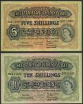 East African Currency Board, 5 shillings, Nairobi, 1 February 1956, prefix K82, orange brown, Elizab