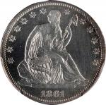 1861-S美国自由女神半美元银币，PCGS XF Detail (Cleaned) #43609226。United States, silver 50 cents, 1861-S, seated 