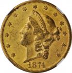 1874-CC Liberty Head Double Eagle. AU-55 (NGC).