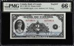 CANADA. Bank of Canada. 2 Dollars, 1935. BC-3. PMG Gem Uncirculated 66 EPQ.