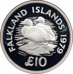 1979年福克兰群岛5及10镑银币一对，保育系列，「座头鲸」及「船鸭」，均评NGC PF69 Ultra Cameo，#6137839-001及#6137839-002