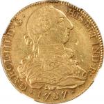 COLOMBIA. 8 Escudos, 1787-PSF. Charles III (1759-1788). NGC XF-45.