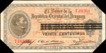 URUGUAY. Banco de la Republica Oriental del Uruguay. 20 Centesimos, 1918. P-14(3). Very Fine.