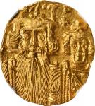 CONSTANS II with CONSTANTINE IV, HERACLIUS & TIBERIUS, 641-668. AV Solidus (4.47 gms), Constantinopl