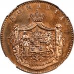 ROMANIA. 5 Bani, 1867-HEATON. Heaton Mint. Carol I. NGC MS-66 Red Brown.