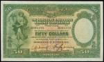 The HongKong and Shanghai Banking Corporation, $50, 1.10.1930, serial number B309572, dark green on 