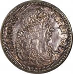 Great Britain. 1663. Silver. NGC MS61 BULL PLATE. AU. Crown. Charles II Silver Pattern "Petition" Cr