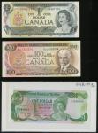 英联邦纸钞一组6枚，品相不一，当中有受PMG评级纸币，加拿大100元AEF品相