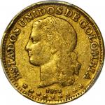 COLOMBIA. 1876/5 10 Pesos. Medellín mint. Restrepo 334.4. EF-40 (PCGS).