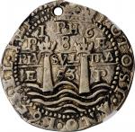 BOLIVIA. "Royal" Presentation Cob 8 Reales, 1653-P E. Potosi Mint. Philip IV. NGC EF Details--Holed.