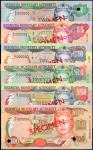 BERMUDA. Bermuda Monetary Authority. 2 to 100 Dollars, 2000. P-50s to 55s. Specimens. About Uncircul