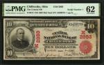 Chillicothe, Ohio. $10 1902 Red Seal. Fr. 613. The Central NB. Charter #2993. PMG Uncirculated 62. S