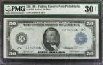 Fr. 1032. 1914 $50 Federal Reserve Note. Philadelphia. PMG Very Fine 30 Net. Repaired.