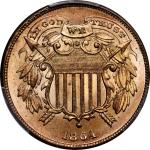 1864 Two-Cent Piece. FS-401. Small Motto. MS-66 RD (PCGS).
