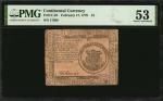 CC-23. Continental Currency. February 17, 1776. $1. PMG About Uncirculated 53.