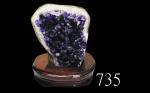 巴西大紫晶原石催运摆件，带木座Purple Crystal Rock for good fortune from Brazil, w/wooden stand, 12x5cm