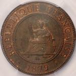 仏領コーチシナ (French Cohinchina) 女神座像 1セント銅貨 1879年(A) KM3 ／ Seated Liberty 1 Cent Bronze