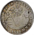 ECUADOR. 4 Reales, 1841-QUITO MV. Quito Mint. PCGS VF-20 Gold Shield.