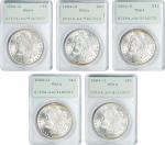 Lot of (5) 1884-O Morgan Silver Dollars. MS-64 (PCGS). OGH--First Generation.