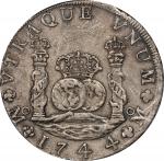 MEXICO. 8 Reales, 1744-Mo MF. Mexico City Mint. Philip V. PCGS Genuine--Tooled, EF Details.