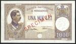 National Bank of Romania, specimen 1000 lei, 1934, serial number A000-0000, violet and multicoloured