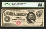 Fr. 260. 1886 $5 Silver Certificate. PMG About Uncirculated 55 EPQ.