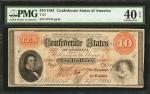 T-24. Confederate Currency. 1861 $10. PMG Extremely Fine 40 EPQ.