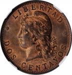 ARGENTINA. 2 Centavos, 1888. NGC MS-64 Red Brown.