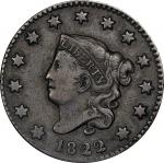 1822 Matron Head Cent. N-10. Rarity-2. Very Fine, Bent.