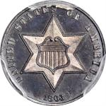 1863/2 Silver Three-Cent Piece. Proof-66+ Cameo (PCGS). CAC.