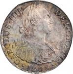 PERU. 8 Reales, 1808-L JP. Lima Mint. Charles IV. PCGS MS-64 Gold Shield.