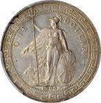 1900-C年英国贸易银元站洋壹圆银币。加尔各答铸币厂。GREAT BRITAIN. Trade Dollar, 1900-C. Calcutta Mint. PCGS MS-61 Gold Shie