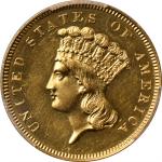 1864 Three-Dollar Gold Piece. JD-1, the only known dies. Rarity-6+. Proof-61 (PCGS). CAC.
