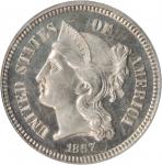 1867 Nickel Three-Cent Piece. Proof-64 Cameo (PCGS). CAC.