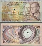 Banque Internationale de Luxembourg, specimen 100 francs, 1981, zero serial numbers, brown, Grand Du