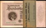 1923年德国帝国钞票100,000马克。一迭20张 GERMANY. Reichsbanknote. 100,000 Mark, 1923. P-83. Pack of (20). Extremel