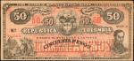 COLOMBIA. Republica de Columbia. 50 Pesos, 1900. P-27a. About Uncirculated.