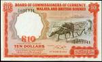MALAYA AND BRITISH BORNEO. Board of Commissioners of Currency. 10 Dollars, 1961. P-9b. PCGSBG Choice