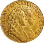 GREAT BRITAIN. Guinea, 1689. London Mint. William & Mary. PCGS AU-55.