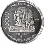 MEXICO. Chromed Steel 5000 Pesos Pattern, 1988-Mo. Mexico City Mint. NGC PROOF-67.