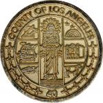 California. Undated Los Angeles County 40-Year Employee Medallion. Gold. Mint State.