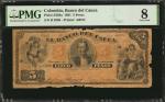 COLOMBIA. Banco del Cauca. 5 Pesos, 1881. P-S359a. PMG Very Good 8.