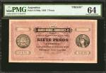 ARGENTINA. Banco Munoz y Rodriguez. 7 Pesos Fuertes, 1883. P-S1760p. Proof. PMG Choice Uncirculated 