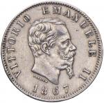 Savoy Coins. Vittorio Emanuele II (1861-1878) Lira 1867 T - Nomisma 916 AG RR Ossidazione al bordo  