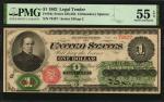 Fr. 16c. 1862 $1 Legal Tender Note. PMG About Uncirculated 55 EPQ.